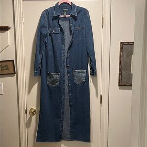 Lauren Ralph Lauren Jeans Co Blue Denim Metal Button Down Maxi Jacket or Dress